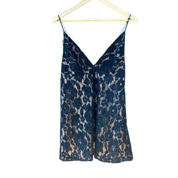 Free People Black Floral Lace Micro Mini Dress Size 6 Ultrafeminine Classic NWT - Picture 1 of 4
